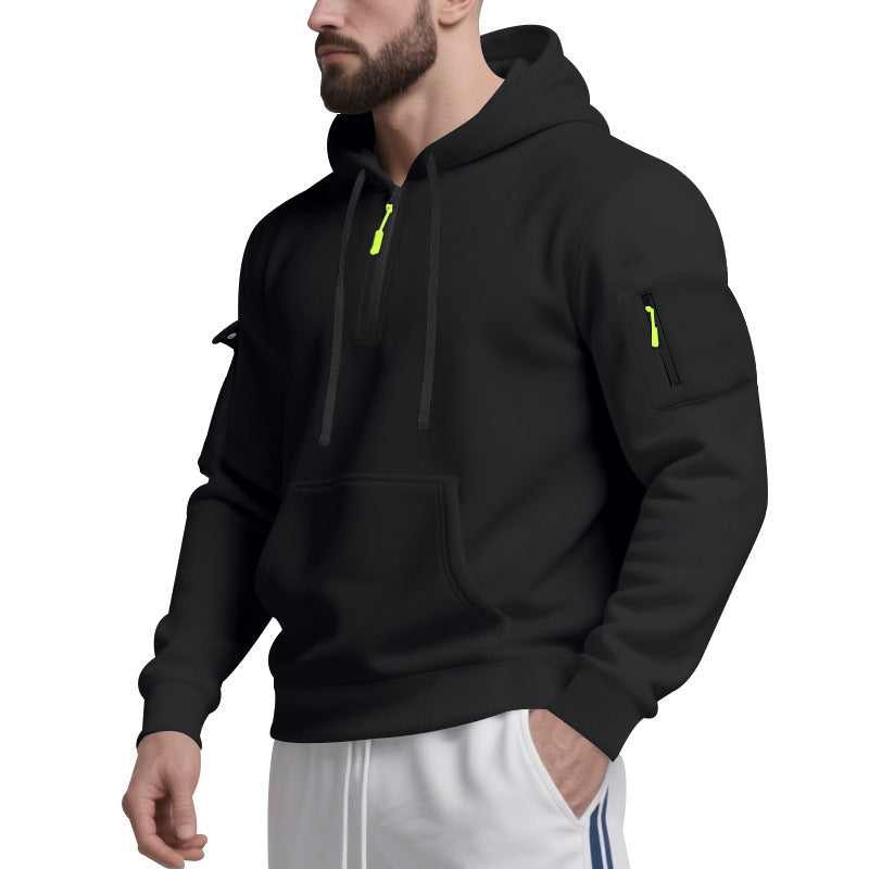 Street-Wave Men Zip Hoodie With Breathable Fabric Front Zip Side Pockets For Active Comfort All Day
