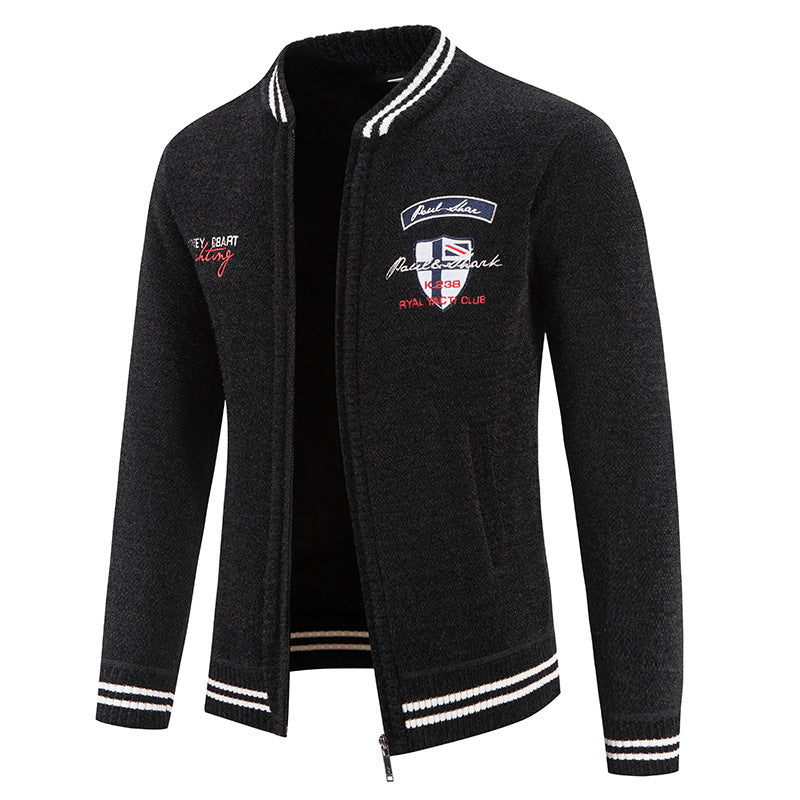 Street Wave Mens Sporty Knit Cardigan With Versatile Design And Breathable Cotton Blend