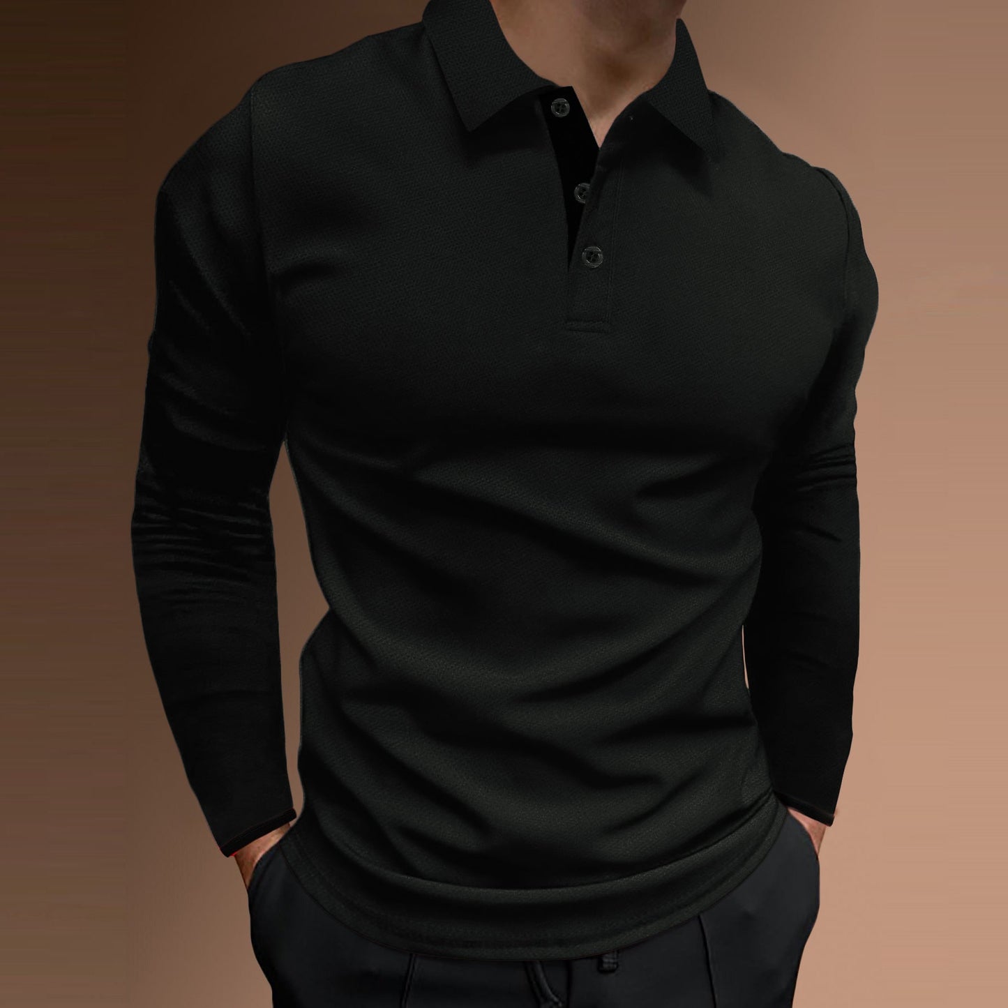 Street Wave Long Sleeve Polo Shirt For Men Elegant Premium Structured Weave Breathable Fabric