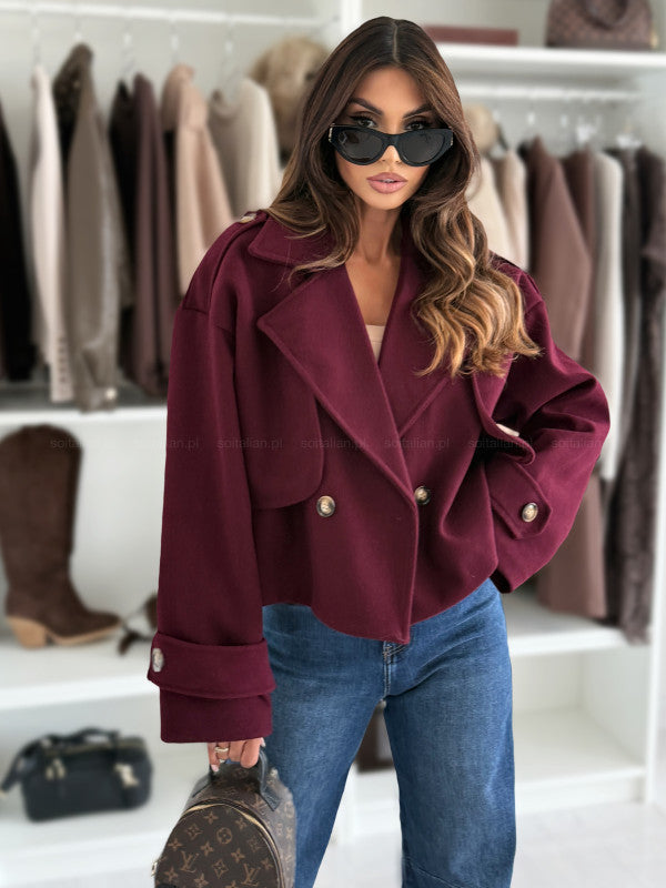 Street-Wave Women's Short Wool Blend Coat With Wide Lapels Double-Breasted For Fashion Forward Women Warm