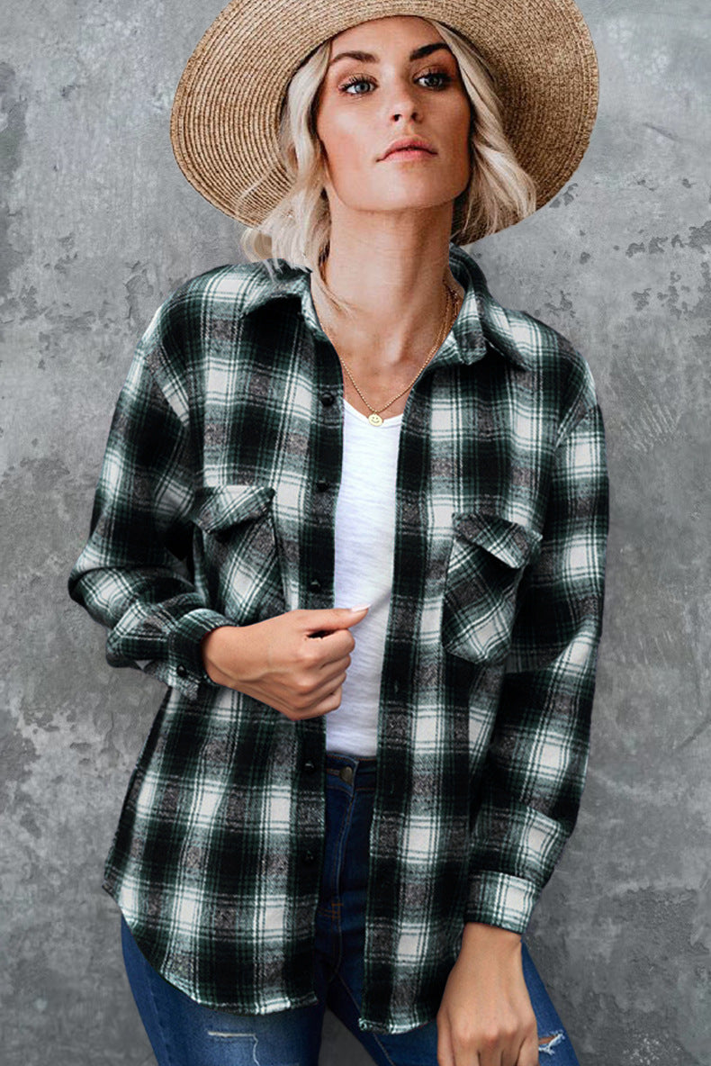 Street-wave Womens Flannel Shirt Cozy Soft Cotton Plaid All Season Casual Everyday Wear