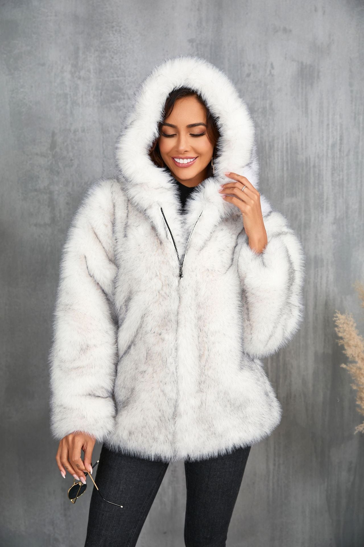 Streetwave Womens Cozy Faux Fur Hooded Jacket Ultra Soft Warmth Plush Comfort Everyday