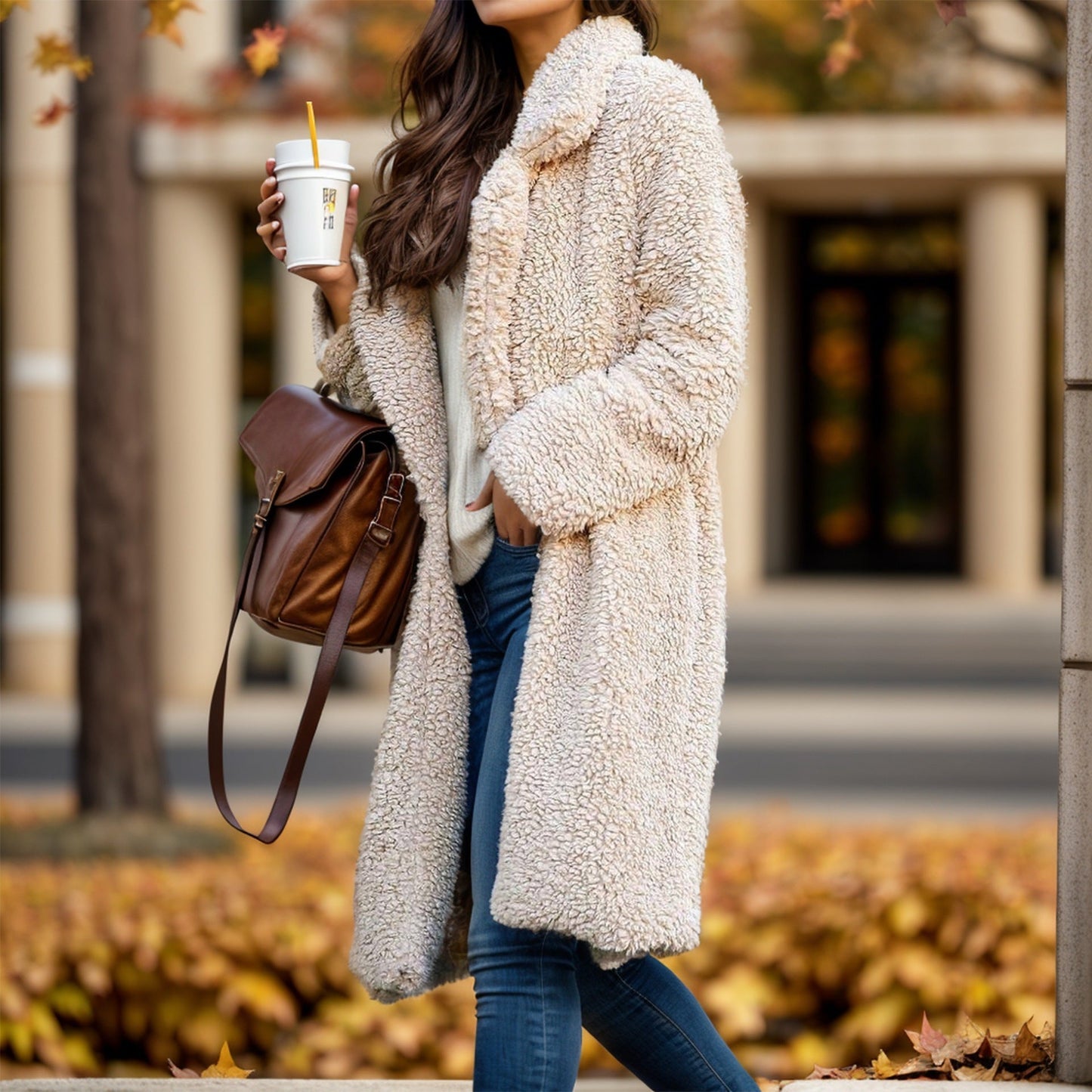 Street Wave Womens Oversized Teddy Coat Plush Warm Fur Mantle For Cold Weather Everyday Comfort