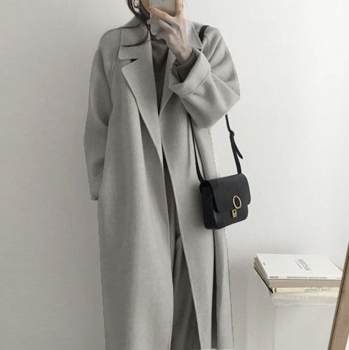 Street Wave Women Trench Coat With Large Lapels Belted Long Coat For Elegant Everyday Wear