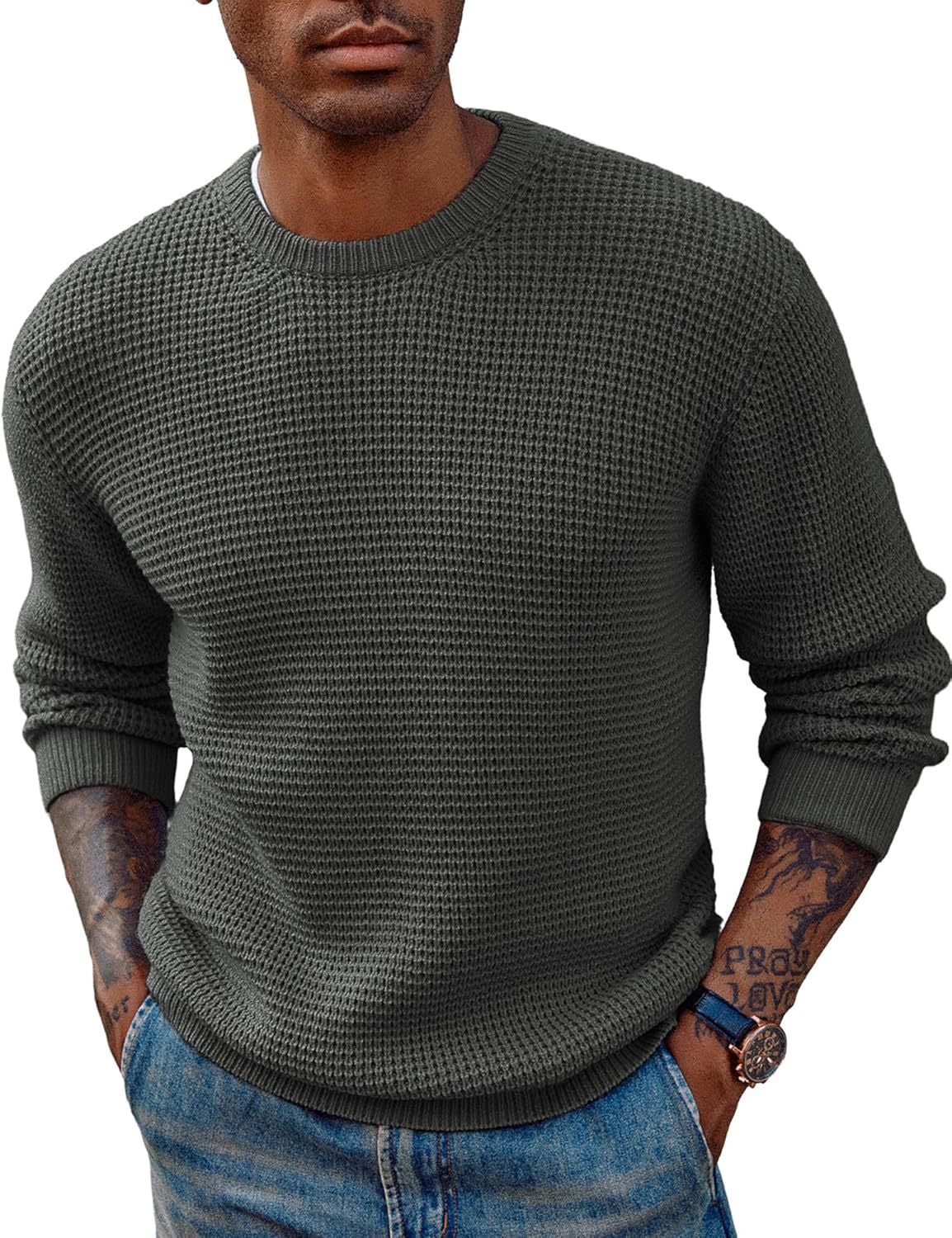 Street Wave Men's Large Knit Sweater With Textured Weave For Everyday Warmth And Style