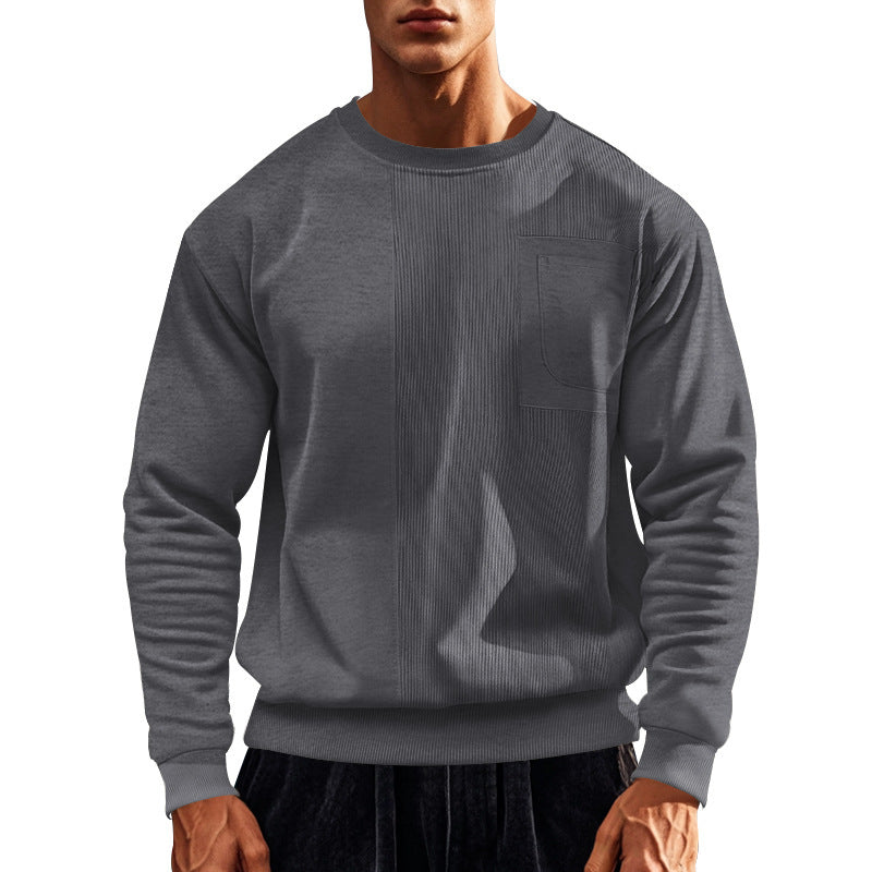 Street-wave Men's Athletic Sweatshirt With Structured Paneling And Practical Pocket For Active Comfort