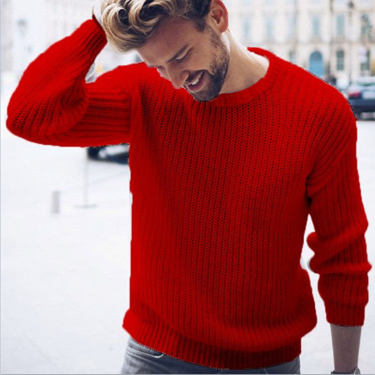 Street-wave Men's Trendy Knit Sweater With Airy Texture And Modern Crew Neck For Everyday Style And Comfort