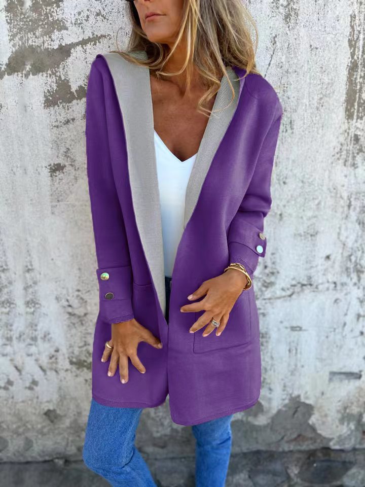 Street-Wave Womens Fashion Long Coat With Generous Hood And Practical Pockets For Women