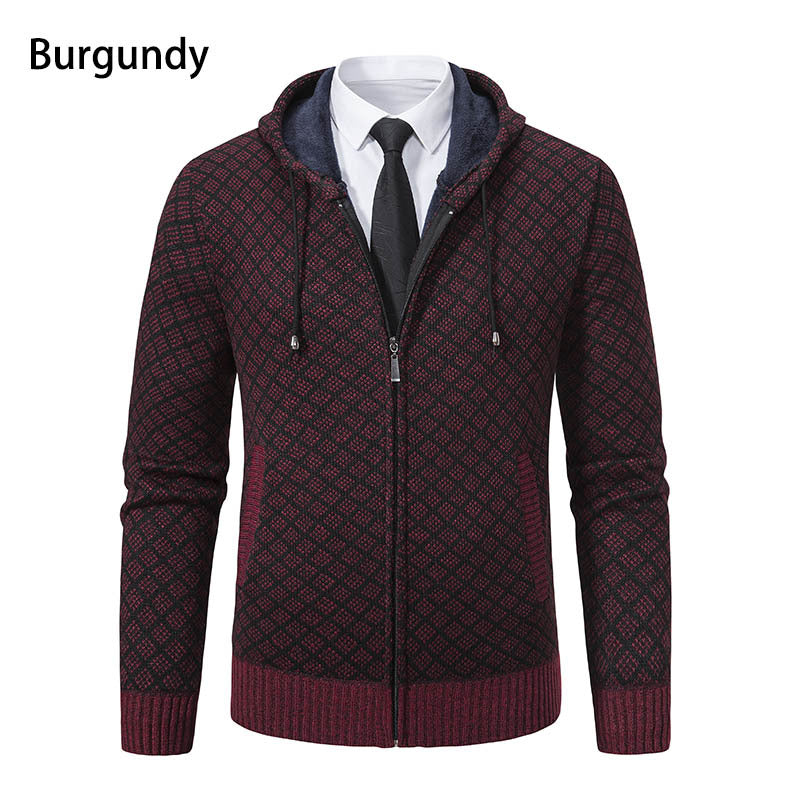 Street Wave Mens Patterned Zip Hoodie Sweatshirt With Hood Breathable Cotton Blend For Smart Casual