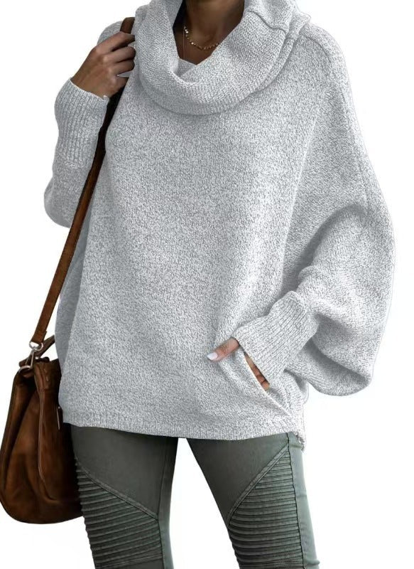 Womens Oversized Knit Sweater With Roll Neck Street Wave Cozy Soft Pullover For Casual Everyday Wear