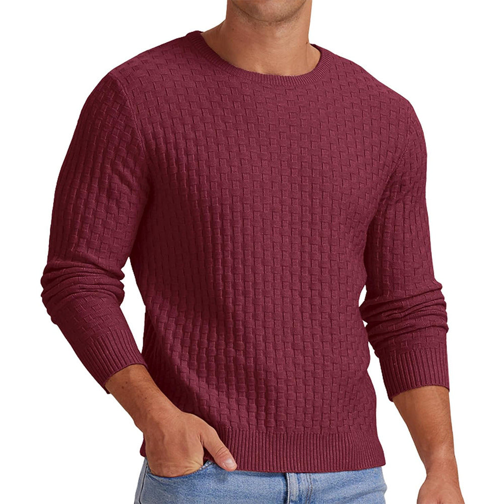 Streetwave Men Textured Crew Neck Sweatshirt Structured Knit For Modern Comfort Everyday