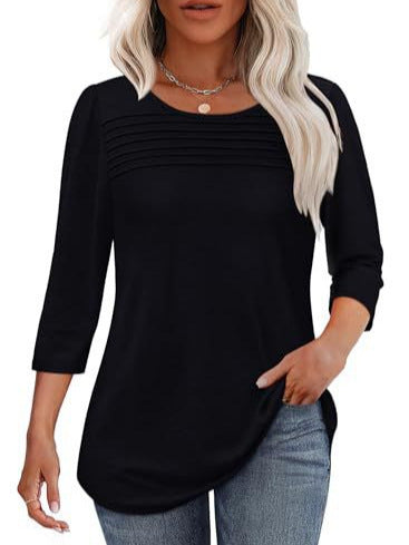 Street-wave Women Elegant Ruched Top Soft Knit Fit Versatile Day To Night For Work