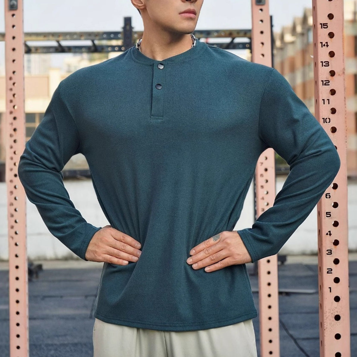 Street Wave Breathable Mens Sport Shirt With High Collar For Active Training And Performance