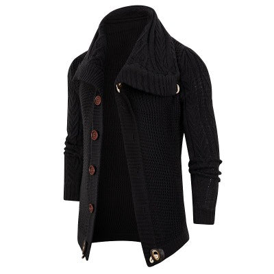 Street-wave Men's Shawl Collar Cardigan With Wooden Buttons For Premium Comfort And Style