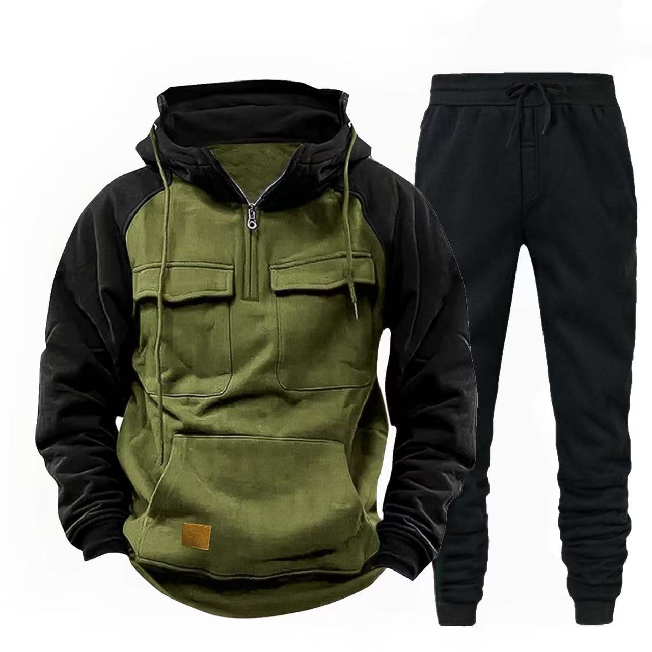 Street-Wave Mens Functional Zip Hoodie And Joggers Set For Active Performance And Comfort