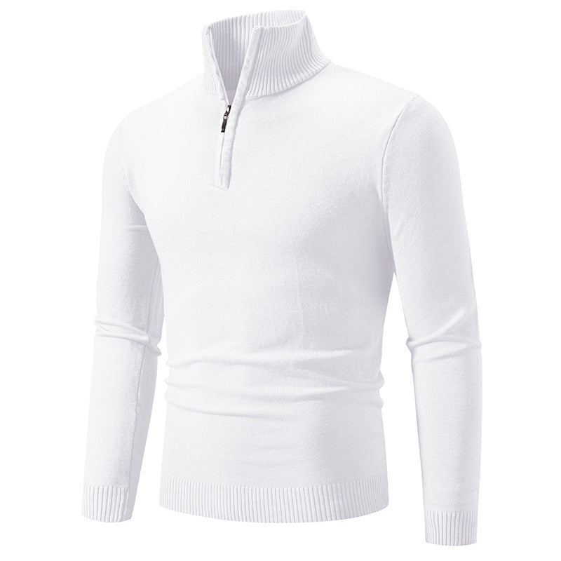 Street-wave Men's Knit Sweater With Modern Stand Collar And Practical Zipper For Everyday Wear And Comfort