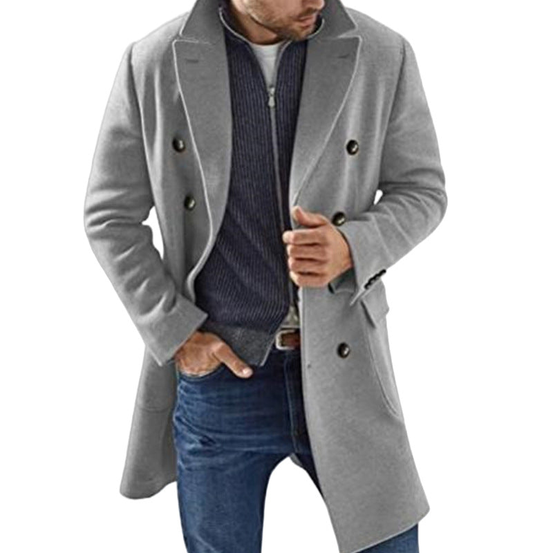 Street-Wave Men's Double-Faced Wool Coat With Classic Fit And Modern Details For Everyday Style