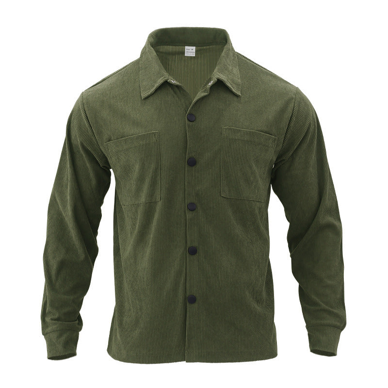 Street-Wave Mens Corduroy Jacket With Practical Pockets And Button Detail For Everyday Versatile Casual Wear