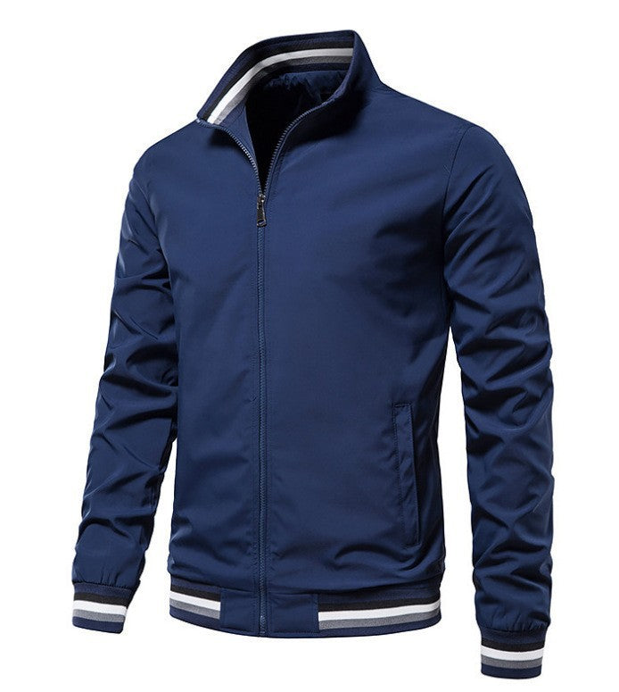 Street-wave Men's Fashion Bomber Jacket With Elastic Cuffs Durable And Stylish Everyday Streetwear