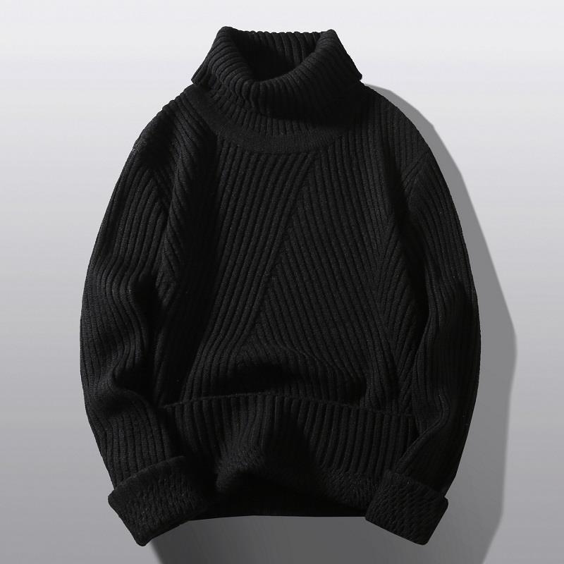Street-Wave Womens Chunky Knit Turtleneck Sweater With Rib Pattern Cozy Warm Rollneck