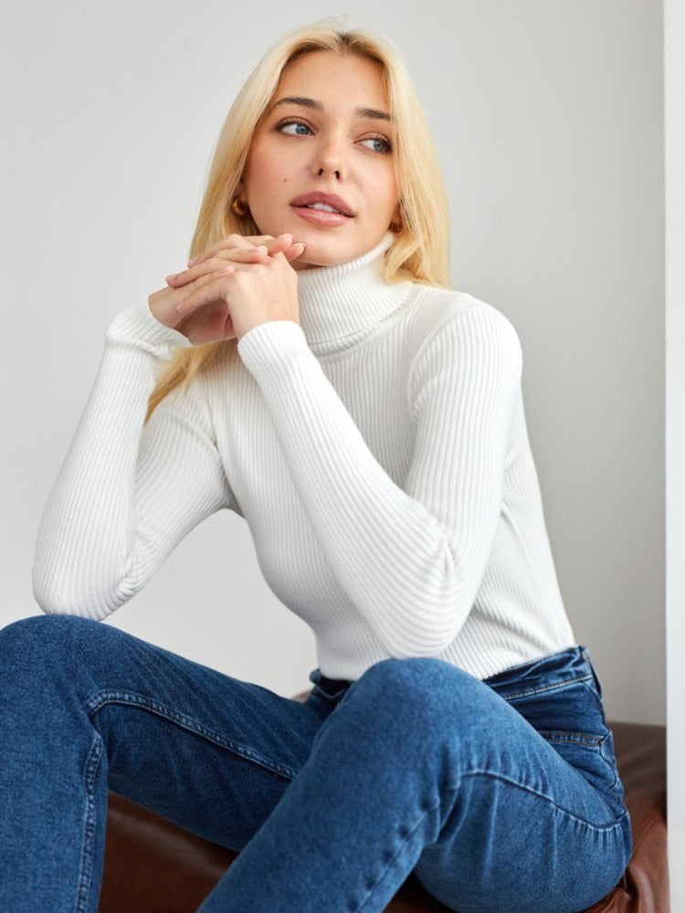 Women Ribbed Turtleneck Sweater Cozy Cotton Blend With Relaxed Fit Streetwave Warm Essential Layer For All Seasons