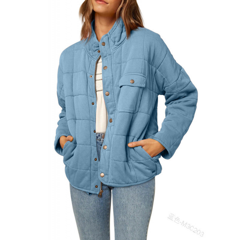 Womens Quilted Jacket Streetwave With Decorative Button Warm Cozy Outerwear For Everyday Comfort