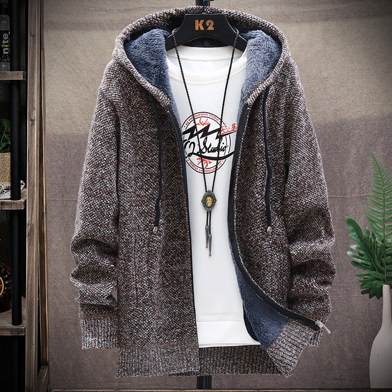 Street-wave Mens Cozy Fleece-Lined Hooded Jacket For Stylish Comfort In Cool Weather