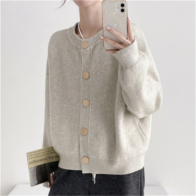 Street-wave Women Knit Sweater Cardigan Soft Cozy Knitwear For Transitional Weather