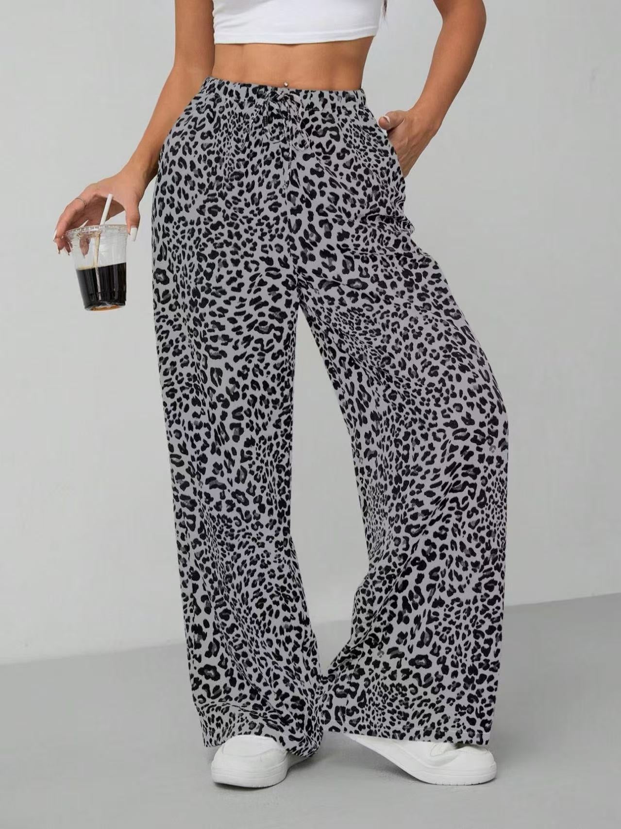 Leopard Print Wide-Leg Pants For Fashion-Forward Women By Street-wave Trendy Comfortable Fit All Day Comfort