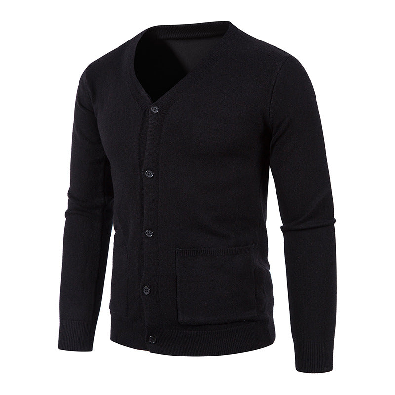 Street-wave Men's V-Neck Cardigan With Practical Pockets Soft Wool Cozy Fit For Everyday Wardrobe