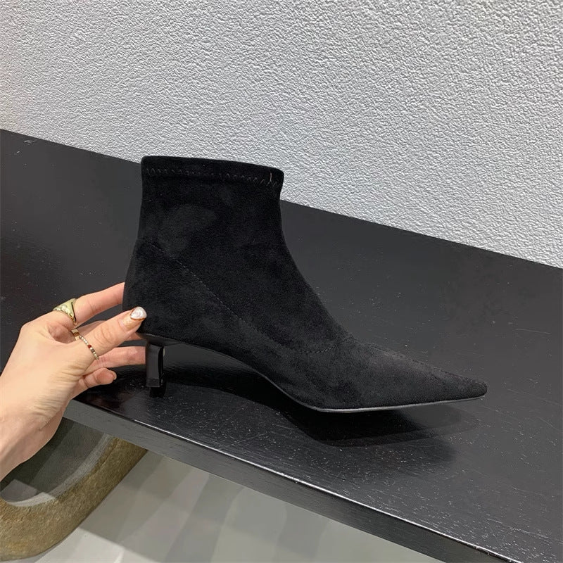 Street-Wave Women's Soft Suede Ankle Boots With Luxurious Stiletto Heel For Chic Nights