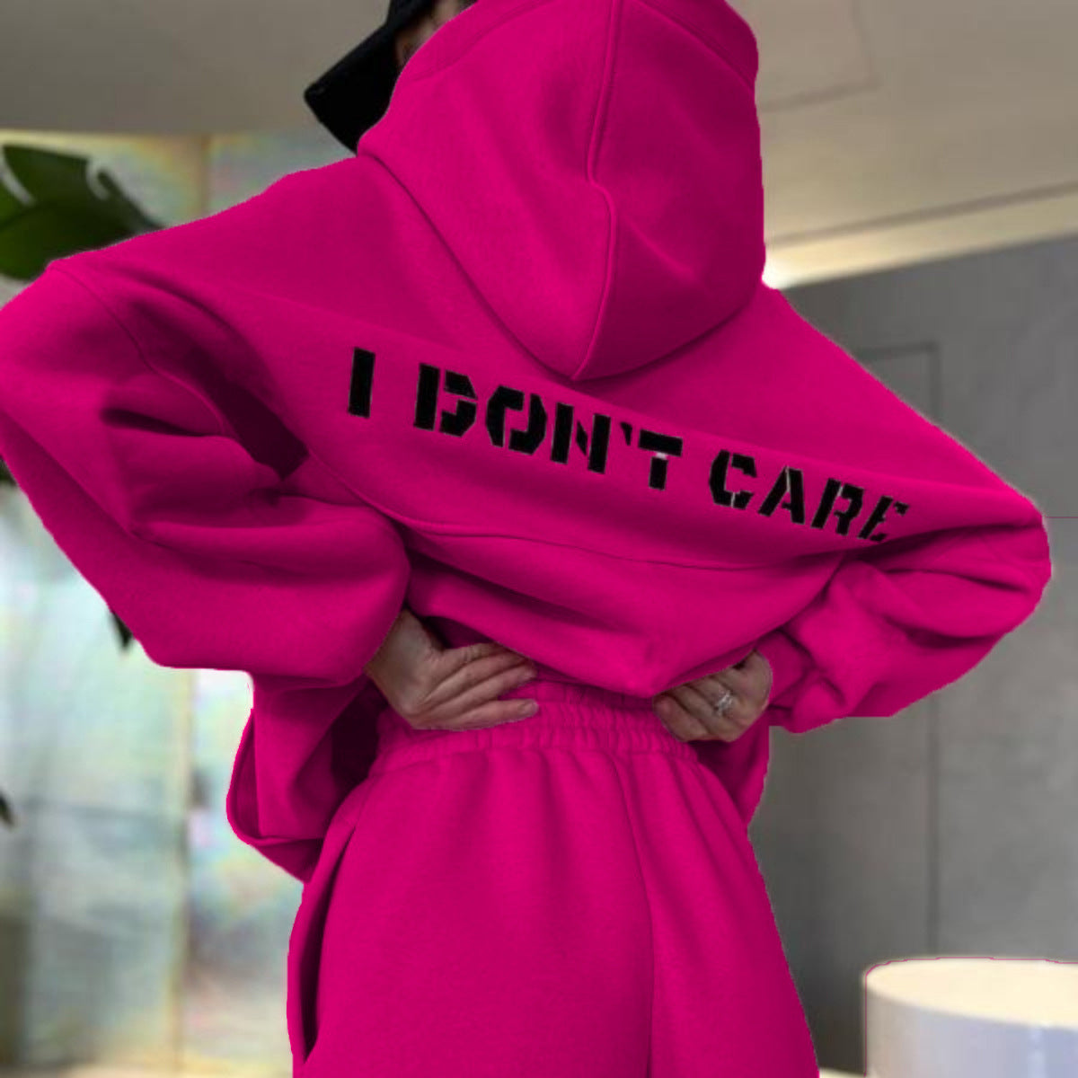 Street Wave Women Pink Hoodie With Bold Graphic Slogan For Active Women Soft Comfortable Fit