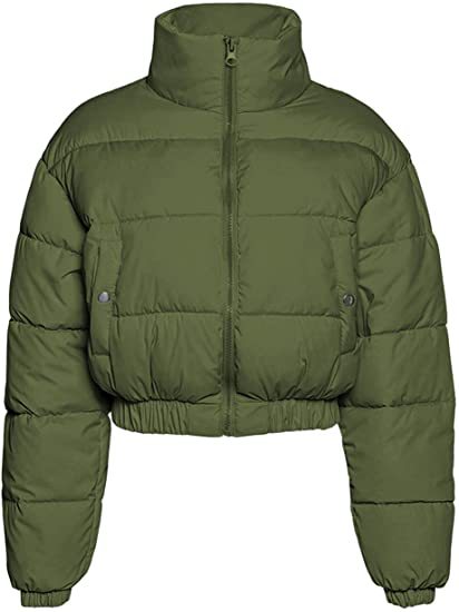 Street Wave Puffer Jacket For Women With High Collar Cropped Fit Winter Warmth Everyday