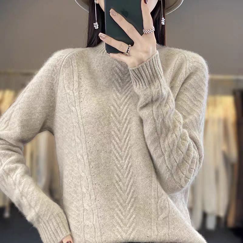 Streetwave Womens Chunky Cable Knit Sweater With Elegant Crew Neck For All Day Cozy Wear