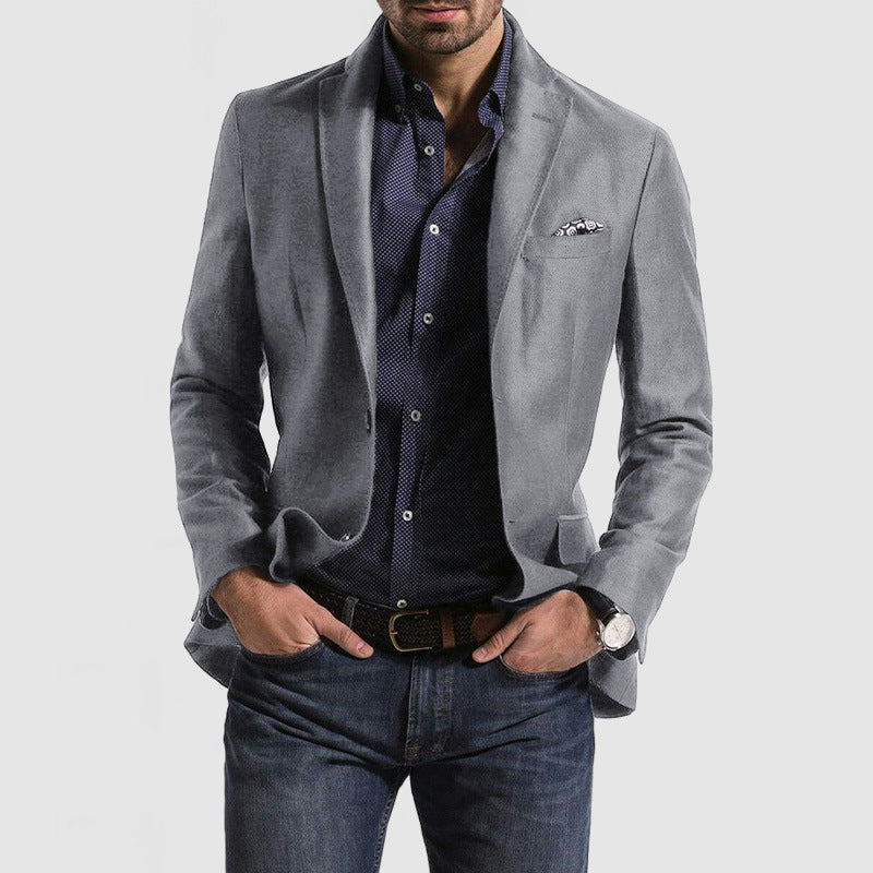 Men's Blazer Slim Fit Wool Blend Single Breasted Classic Notch Lapel Jacket For Smart Casual And Formal Wear