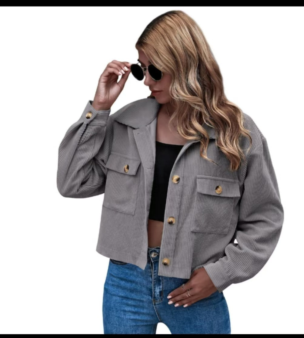 Street-Wave Corduroy Jacket For Women With Patch Pockets Durable Yet Stylish Everyday Coat
