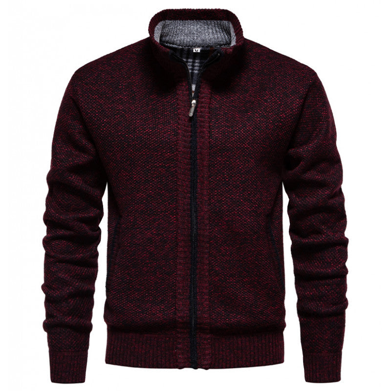 Street Wave Mens Cardigan With High Collar And Practical Pockets For Warm Cozy Knit
