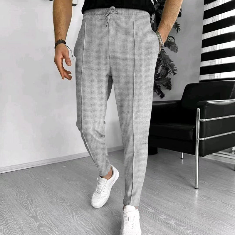 Street-wave Men's Casual Pants With Elastic Waistband Breathable Cotton Comfort For Everyday Wear