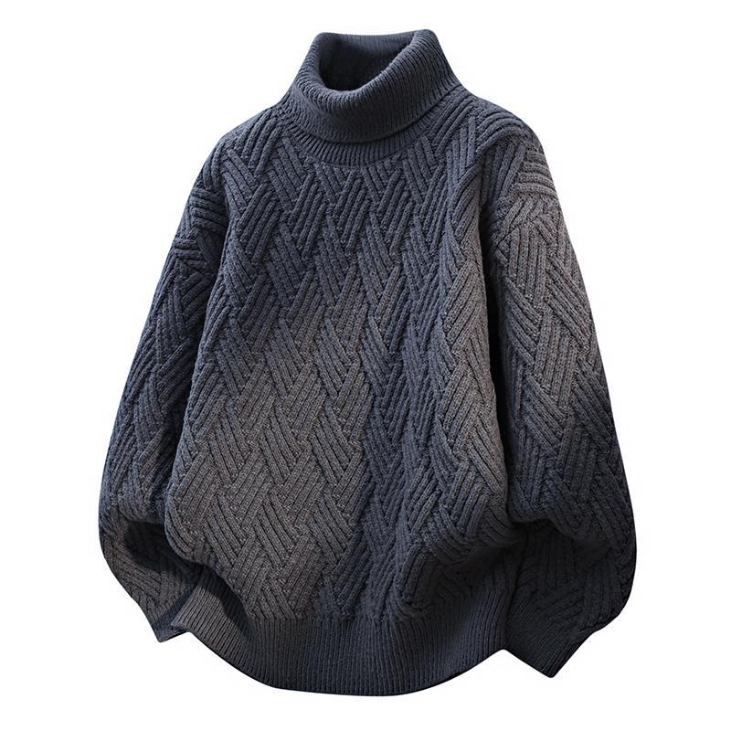 Streetwave Women Oversized Turtleneck Sweater With Structured Cable Knit For Warm Comfort