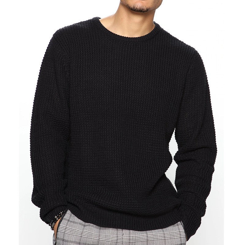 Mens Cozy Knit Sweater With Waffle Pattern By Streetwave For Everyday Menswear Casual Comfort