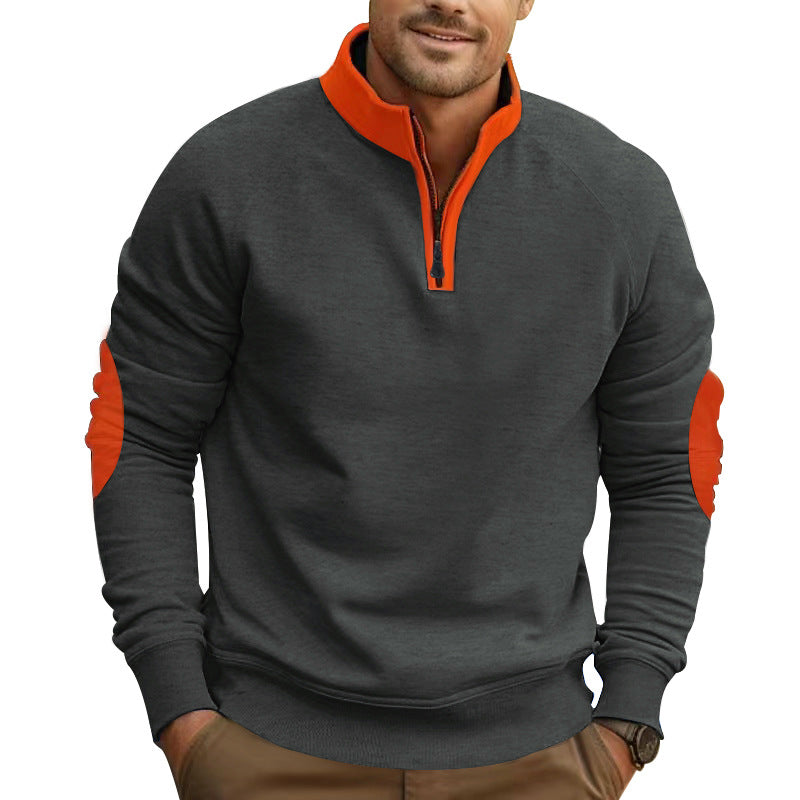 Street-Wave Men's Athletic Pullover With Quarter Zip And Contrast Sleeves For Active Comfort