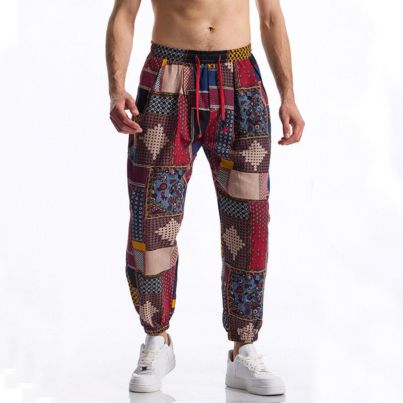 Street-wave Patchwork Joggers for Men with Breathable Comfort All Day Relaxed Fit