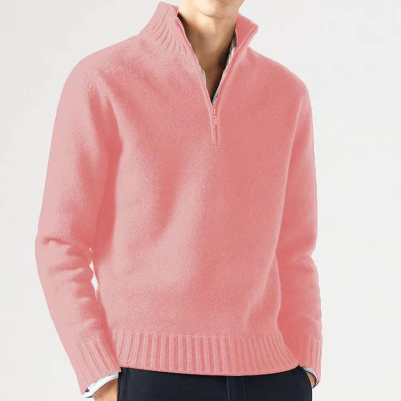 Street-Wave Mens Wool High-Collar Zip Sweater For Cold Days Cozy Warmth Modern Style