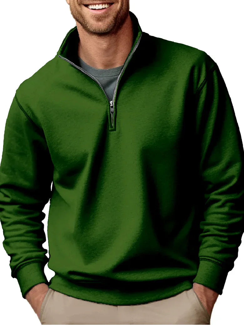 Mens Sweatshirt Street-Wave Regular Fleece Zip Stand Collar