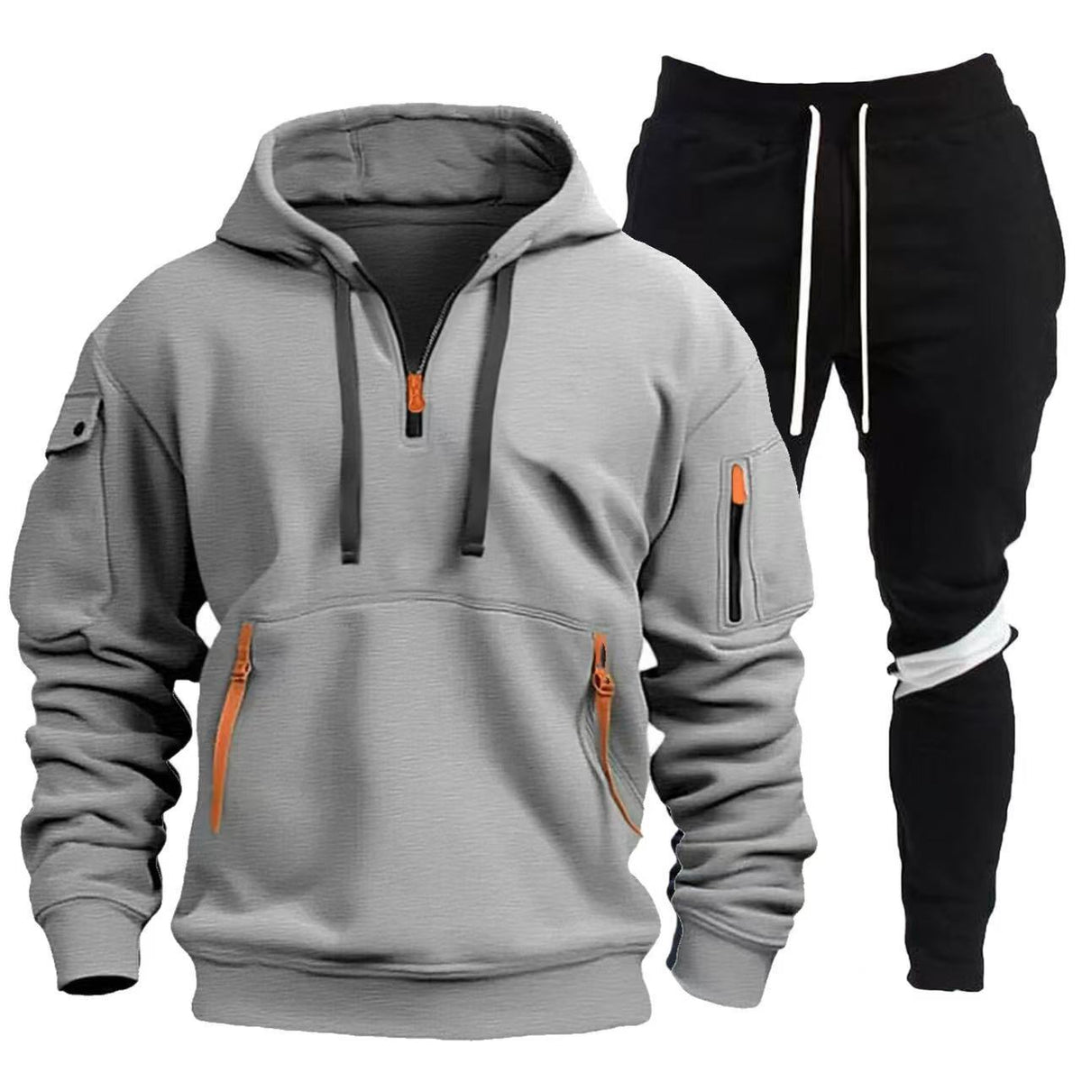 Street Wave Mens Sport Hoodie And Jogger Set Breathable Cotton Blend For Active Men