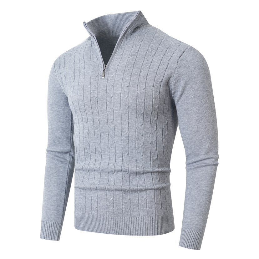 Street-Wave Men's Cable Knit Sweater With High Collar For Timeless Style And Cozy Comfort