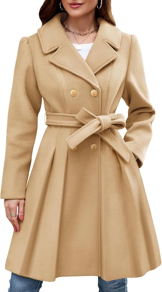 Streetwave Womens Classic Wrap Coat With Belt And Double Button Front For Office Chic Winter Wear