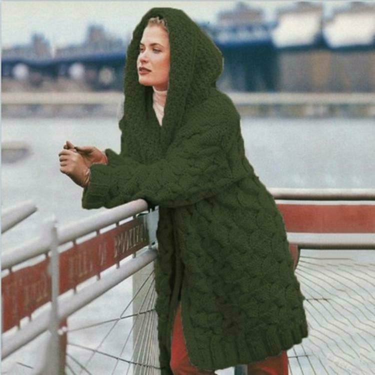 Street-Wave Long Hooded Knit Cardigan For Women Soft Cotton-Poly Blend Spring Autumn Essential