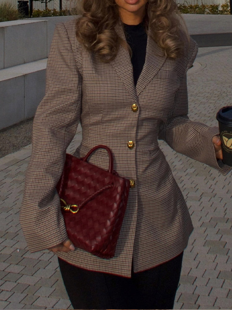 Street-Wave Women's Plaid Blazer Tailored Fit For Chic Professional Looks Versatile Office To Evening