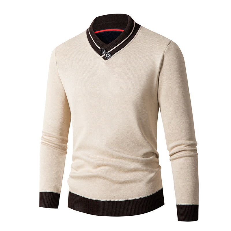 Street-wave Men's Shawl Collar Sweater With Button Details Breathable Cotton Blend Effortless Style
